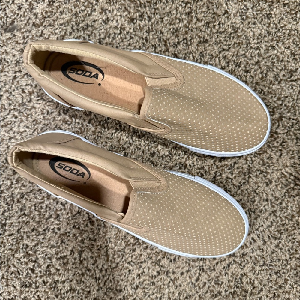Soda Tan Loafers Slip-On Shoes 7